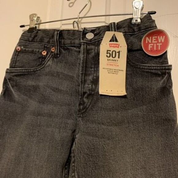 Levi’s 501 Button Fly Skinny Stretch Size 12 Reg 26x26 Adjustable Waist Jeans - Picture 7 of 8
